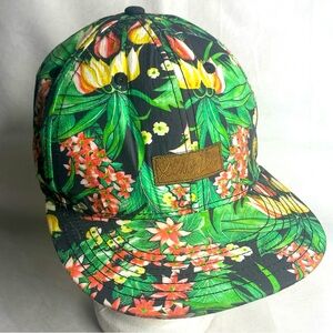Young Life Floral Tropical Adjustable Hat SnapBack Leather Logo Preppy Beach Cap